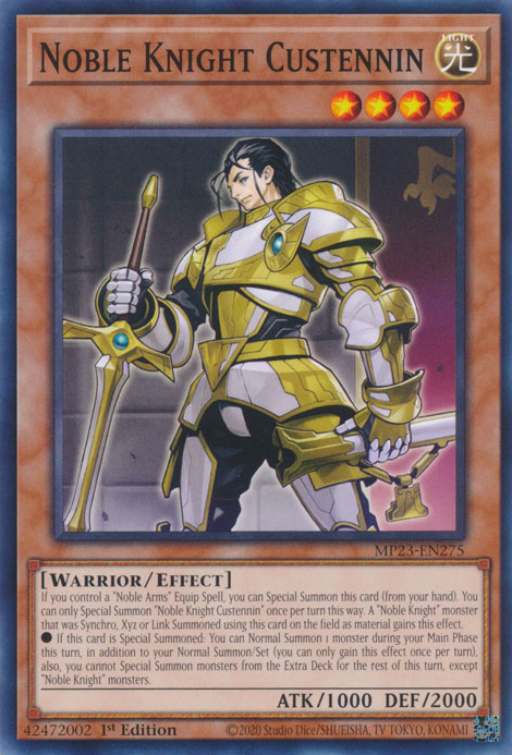 Noble Knight Custennin [MP23-EN275] Common - Yugioh Cards For Your TCG Needs!