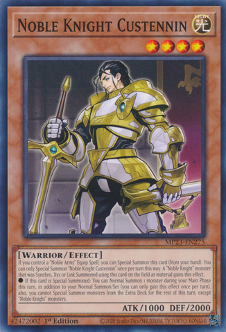 Noble Knight Custennin [MP23-EN275] Common - Yugioh Cards For Your TCG Needs!