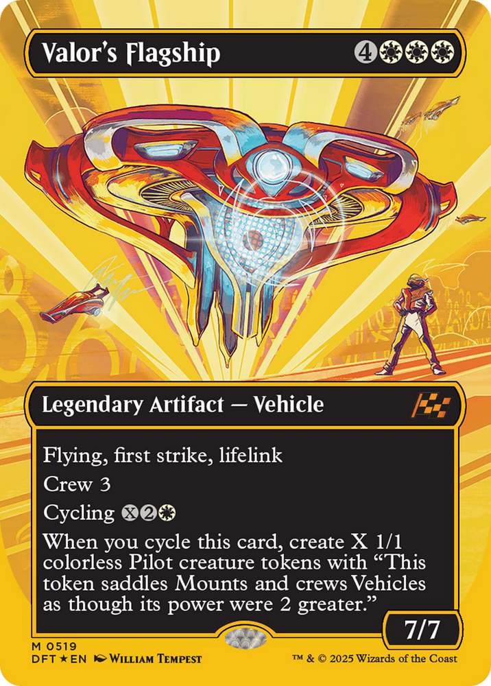 Valor's Flagship (Borderless) (First-Place Foil) [Aetherdrift] Magic: The Gathering