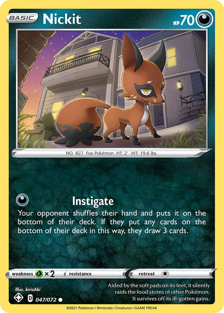 Nickit (047/072) [Sword & Shield: Shining Fates] Pokémon