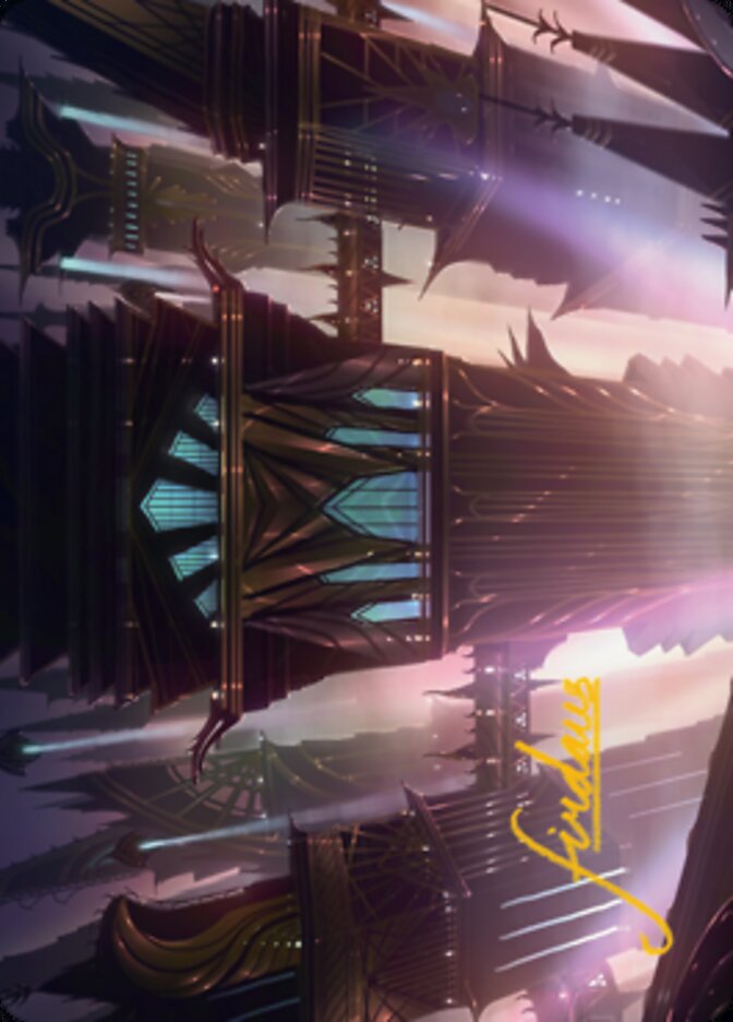 Skybridge Towers Art Card (Gold-Stamped Signature) [Streets of New Capenna Art Series] Magic: The Gathering