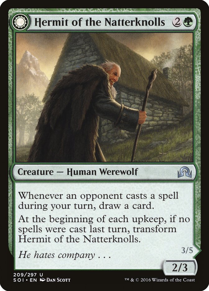Hermit of the Natterknolls // Lone Wolf of the Natterknolls [Shadows over Innistrad] Magic: The Gathering