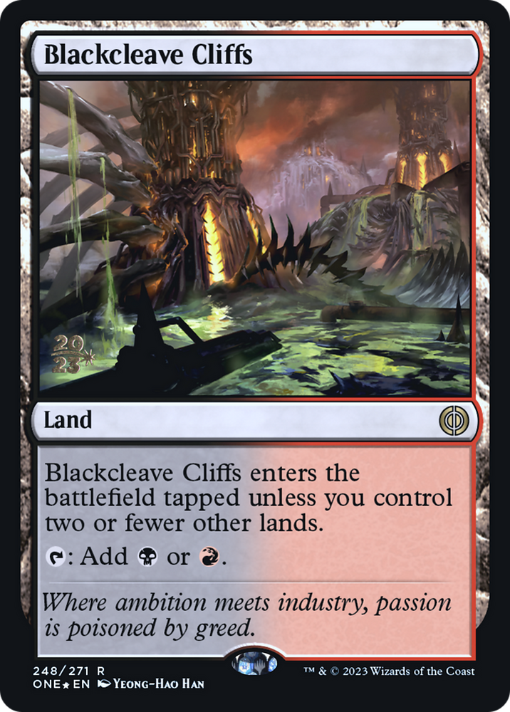 Blackcleave Cliffs [Phyrexia: All Will Be One Prerelease Promos] Magic: The Gathering