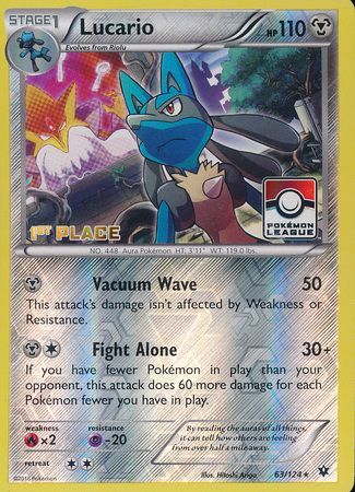 Lucario (63/124) (League Promo 1st Place) [XY: Fates Collide] Pokémon