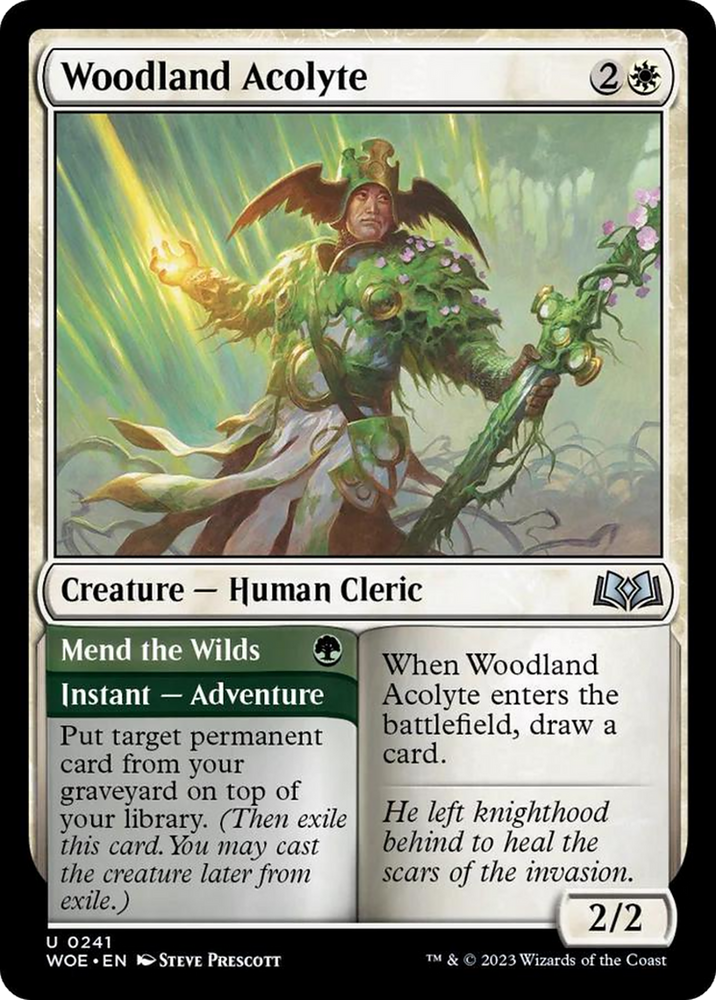 Woodland Acolyte // Mend the Wilds [Wilds of Eldraine] Magic: The Gathering