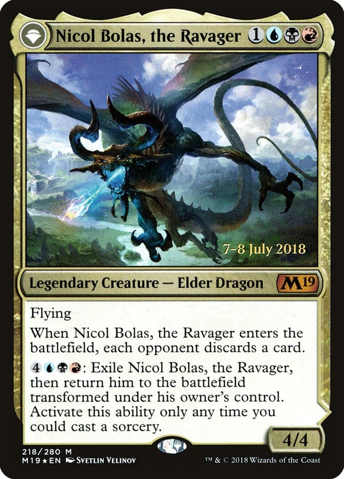 Nicol Bolas, the Ravager // Nicol Bolas, the Arisen [Core Set 2019 Prerelease Promos] Magic: The Gathering