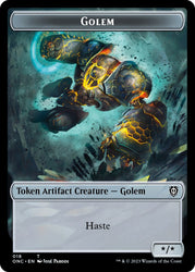 The Monarch // Golem Double-Sided Token [Phyrexia: All Will Be One Commander Tokens] Magic: The Gathering
