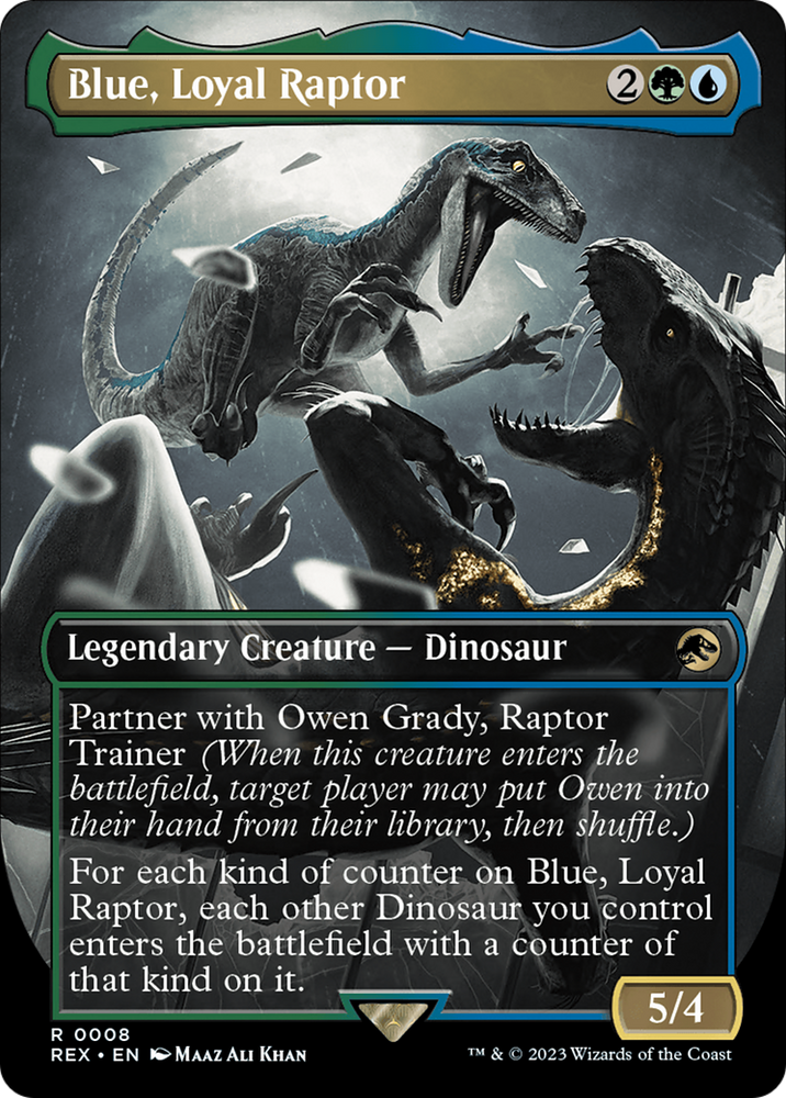 Blue, Loyal Raptor (Borderless) [Jurassic World Collection] Magic: The Gathering