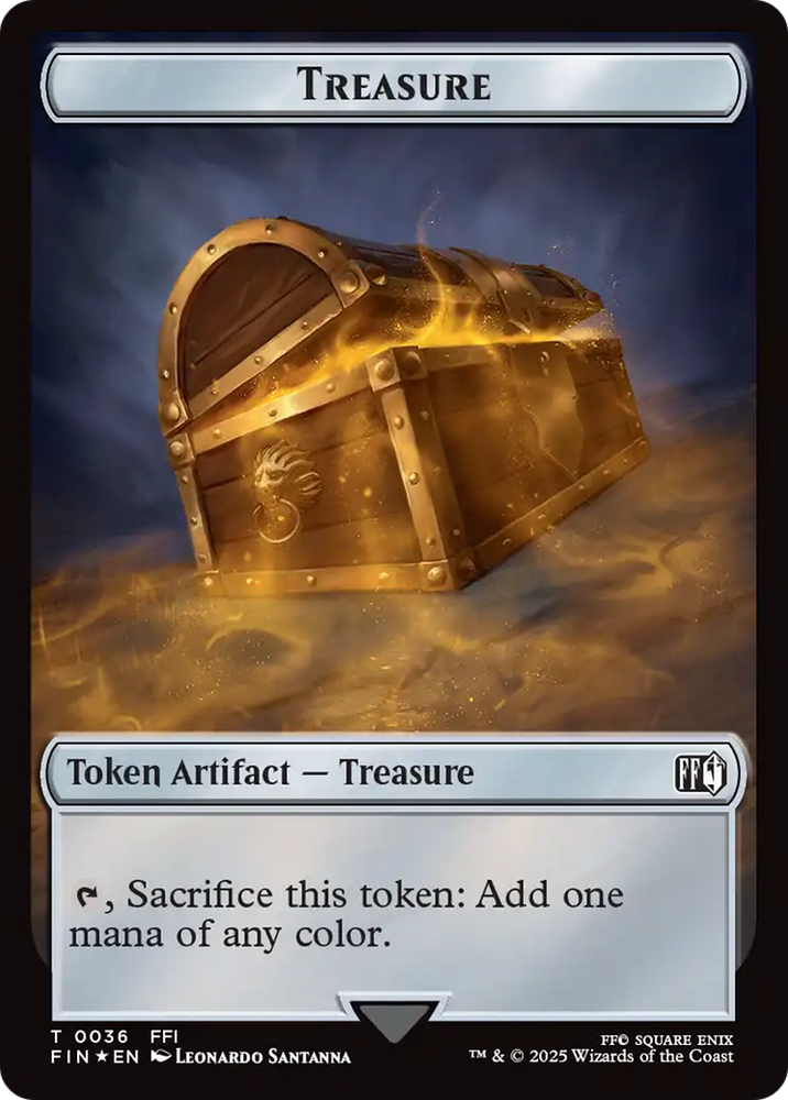 Foretell // Treasure Double-Sided Token (Surge Foil) [FINAL FANTASY Commander Tokens] Magic: The Gathering