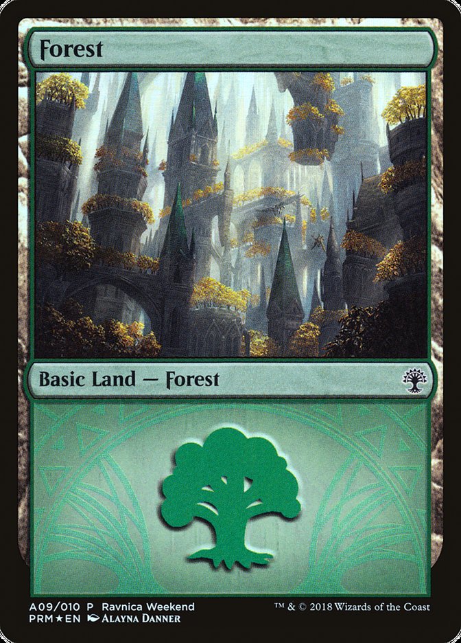 Forest (A09) [Ravnica Allegiance Ravnica Weekend] Magic: The Gathering