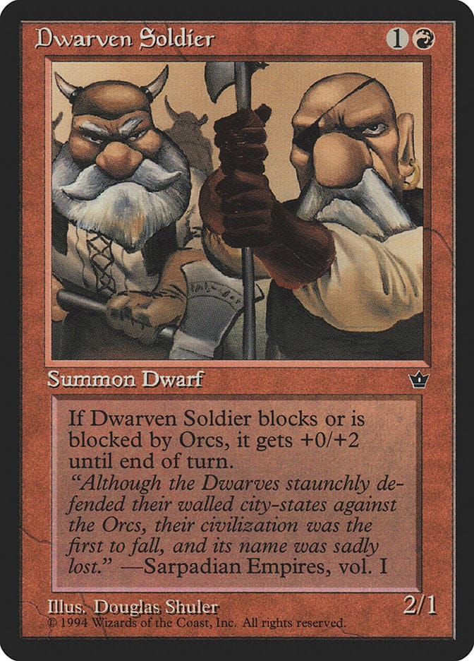 Dwarven Soldier (Douglas Shuler) [Fallen Empires] Magic: The Gathering