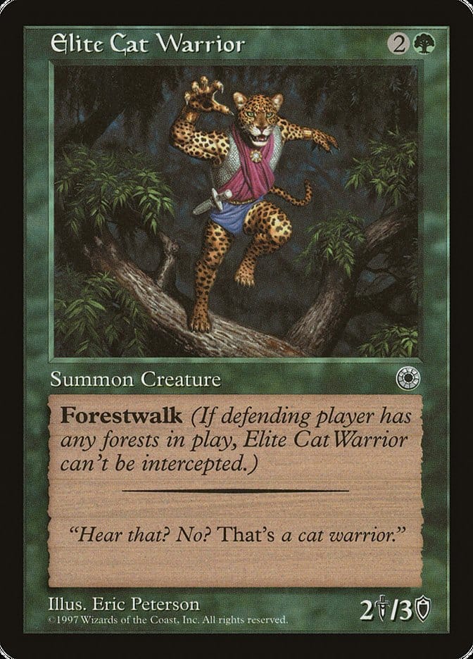Elite Cat Warrior (With Flavor Text) [Portal] Magic: The Gathering