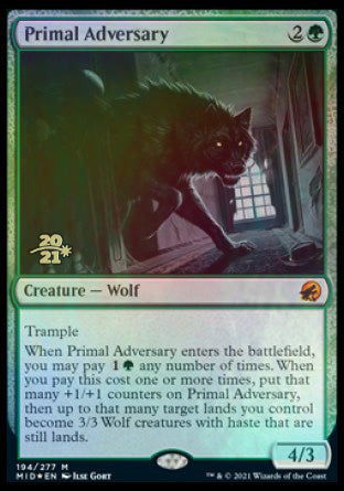 Primal Adversary [Innistrad: Midnight Hunt Prerelease Promos] Magic: The Gathering