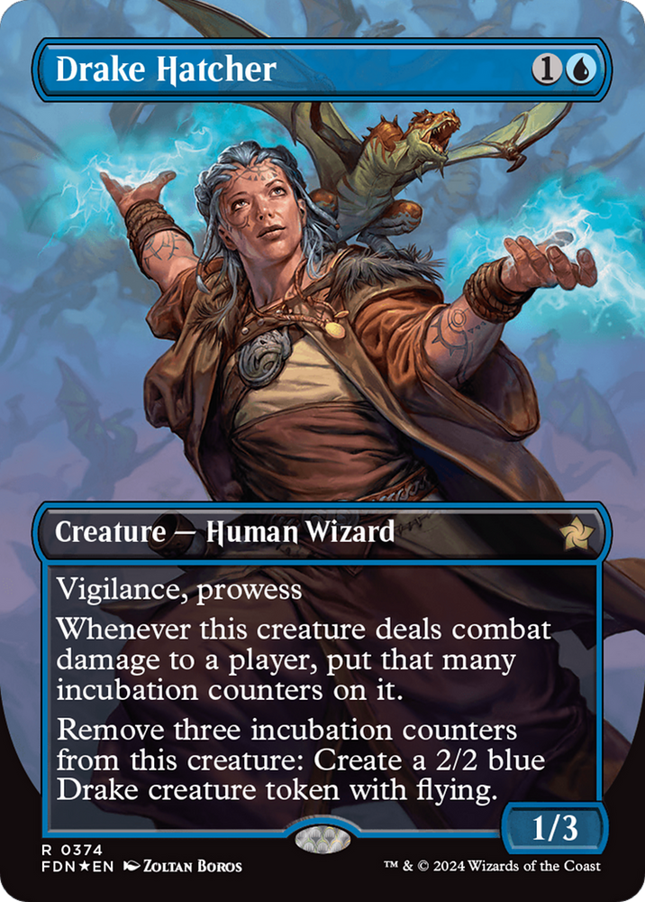 Drake Hatcher (Borderless) (Mana Foil) [Foundations] Magic: The Gathering