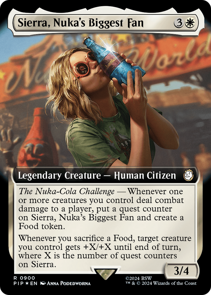 Sierra, Nuka's Biggest Fan (Extended Art) (Surge Foil) [Fallout] Magic: The Gathering