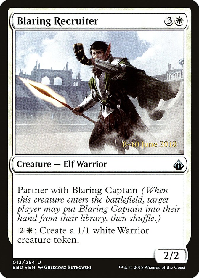 Blaring Recruiter (Prerelease) [Battlebond Prerelease Promos] Magic: The Gathering