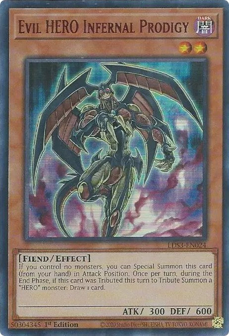Evil HERO Infernal Prodigy (Red) [LDS3-EN024] Ultra Rare - Yugioh Cards For Your TCG Needs!
