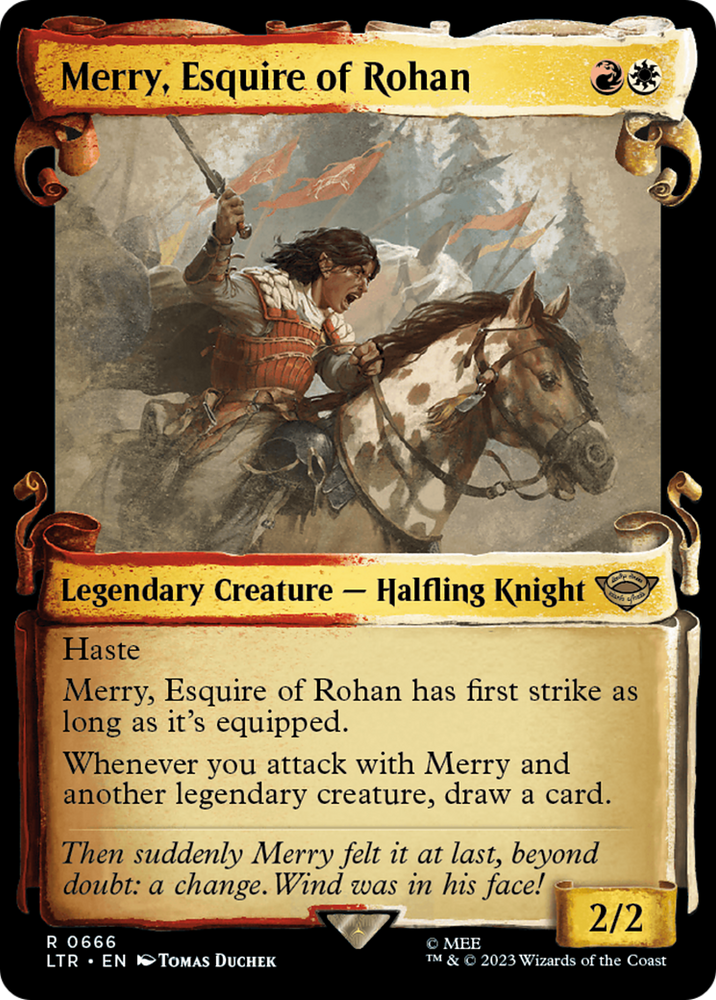 Merry, Esquire of Rohan [The Lord of the Rings: Tales of Middle-Earth Showcase Scrolls] Magic: The Gathering