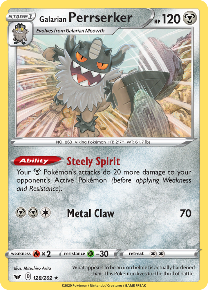 Galarian Perrserker (128/202) [Sword & Shield: Base Set] Pokémon