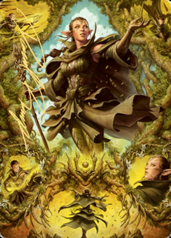 Nissa of Shadowed Boughs 2 Art Card (Gold-Stamped Signature) [Zendikar Rising Art Series] Magic: The Gathering