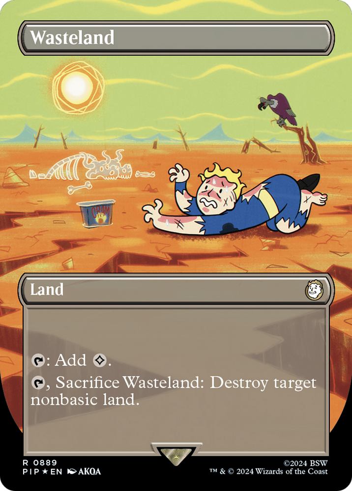 Wasteland (Borderless) (Surge Foil) [Fallout] Magic: The Gathering