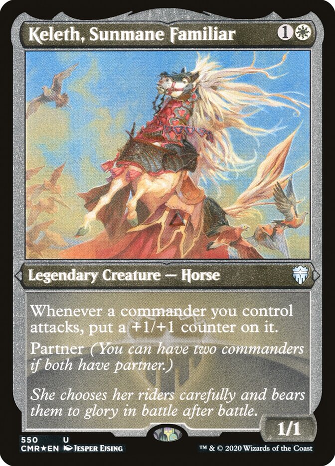 Keleth, Sunmane Familiar (Etched) [Commander Legends] Magic: The Gathering