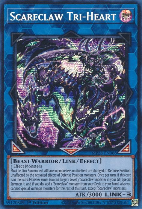 Scareclaw Tri-Heart [MP23-EN088] Prismatic Secret Rare - Yugioh Cards For Your TCG Needs!