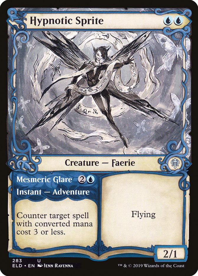 Hypnotic Sprite // Mesmeric Glare (Showcase) [Throne of Eldraine] Magic: The Gathering