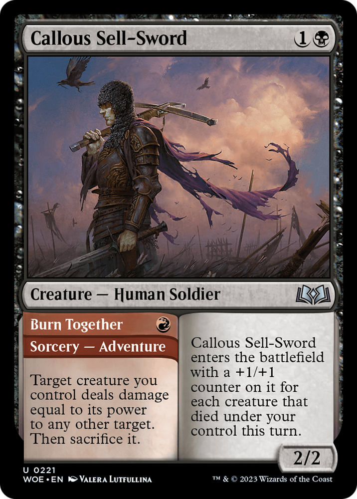 Callous Sell-Sword // Burn Together [Wilds of Eldraine] Magic: The Gathering