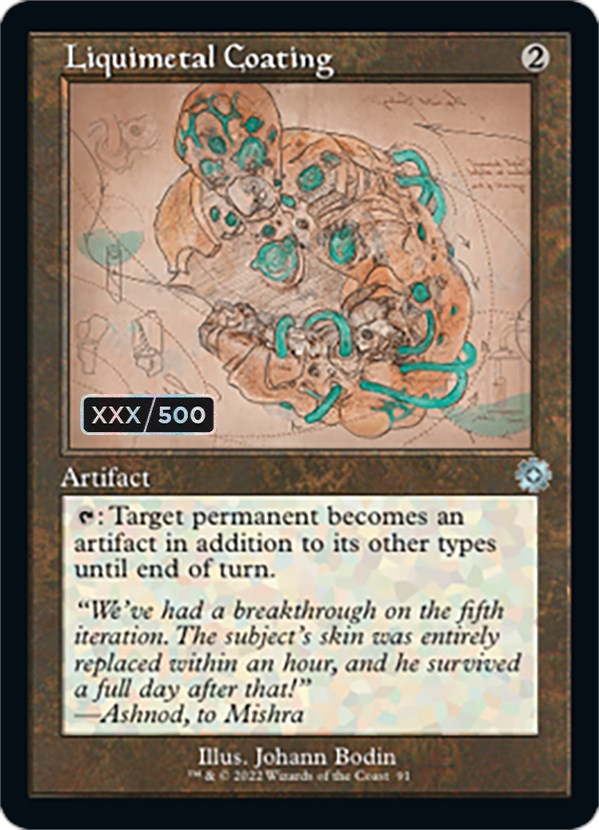 Liquimetal Coating (Retro Schematic) (Serialized) [The Brothers' War Retro Artifacts] Magic: The Gathering