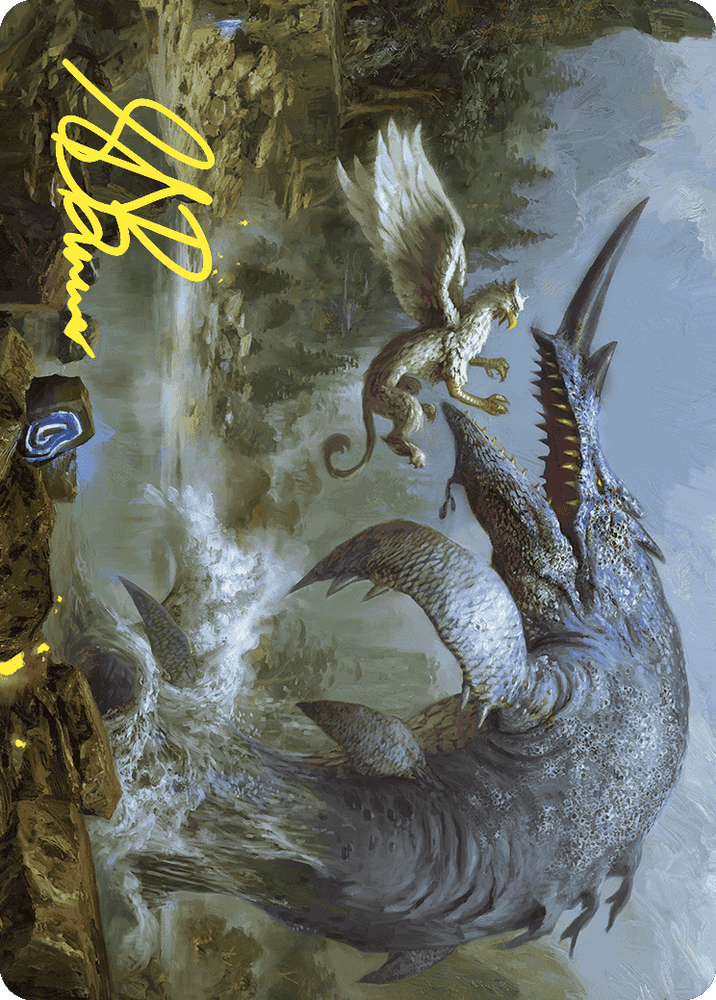 Horned Loch-Whale Art Card (Gold-Stamped Signature) [Wilds of Eldraine Art Series] Magic: The Gathering