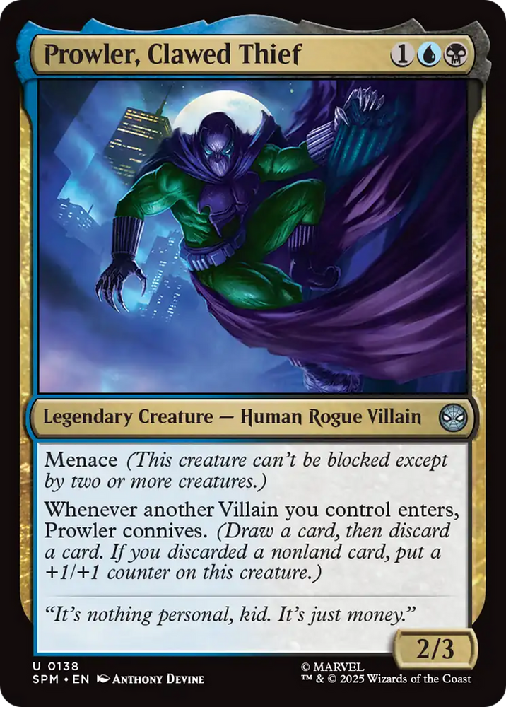 Prowler, Clawed Thief [Marvel's Spider-Man] Magic: The Gathering