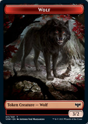 Wolf (011) // Human (010) Double-Sided Token [Innistrad: Crimson Vow Tokens] Magic: The Gathering