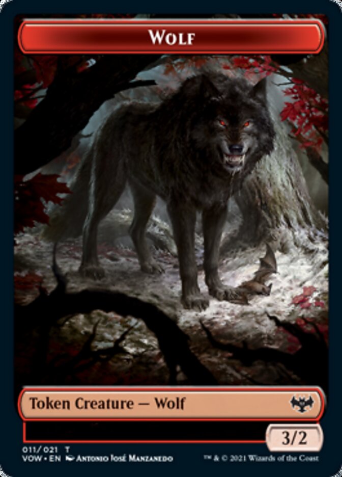 Wolf (011) // Wolf (014) Double-Sided Token [Innistrad: Crimson Vow Tokens] Magic: The Gathering