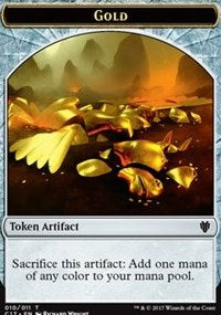 Gold // Cat Dragon Double-Sided Token [Commander 2017 Tokens] Magic: The Gathering