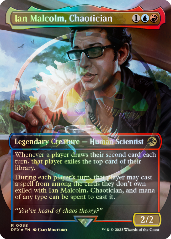 Ian Malcolm, Chaotician (Emblem) (Borderless) [Jurassic World Collection Tokens] Magic: The Gathering