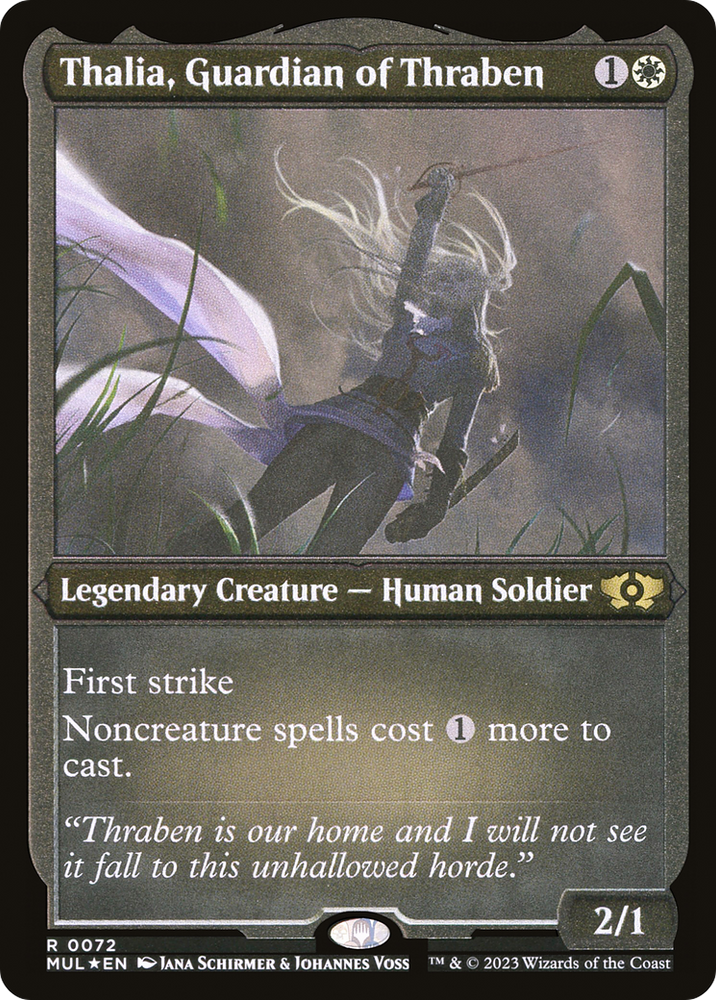 Thalia, Guardian of Thraben (Foil Etched) [Multiverse Legends] Magic: The Gathering