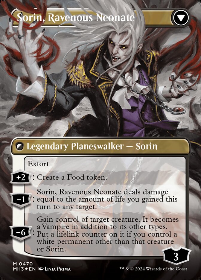 Sorin of House Markov // Sorin, Ravenous Neonate (Borderless) (Textured Foil) [Modern Horizons 3] Magic: The Gathering