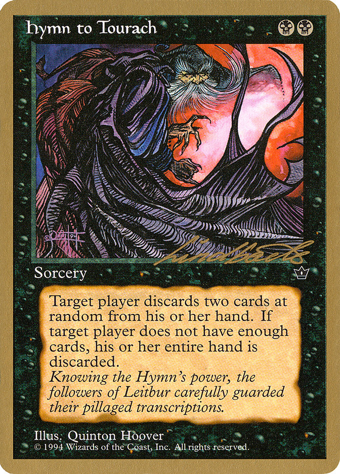 Hymn to Tourach (Cloak) (Leon Lindback) [Pro Tour Collector Set] Magic: The Gathering