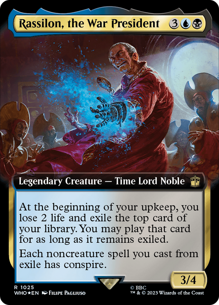 Rassilon, the War President (Extended Art) (Surge Foil) [Doctor Who] Magic: The Gathering