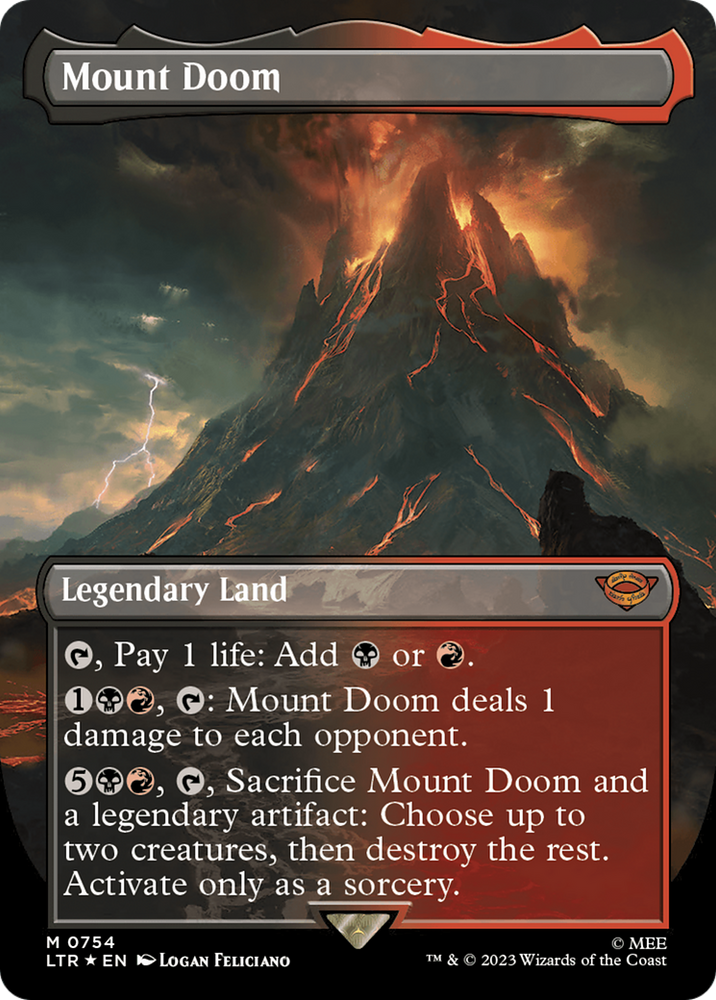 Mount Doom (Borderless) (Surge Foil) [The Lord of the Rings: Tales of Middle-Earth] Magic: The Gathering