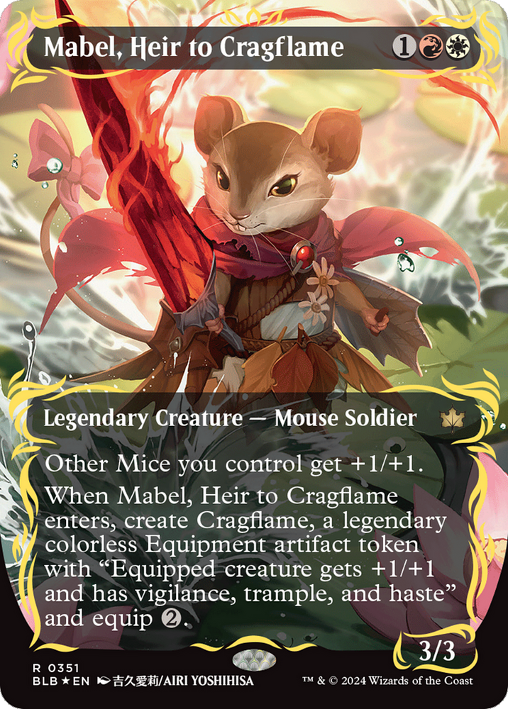 Mabel, Heir to Cragflame (Borderless) (Raised Foil) [Bloomburrow] Magic: The Gathering