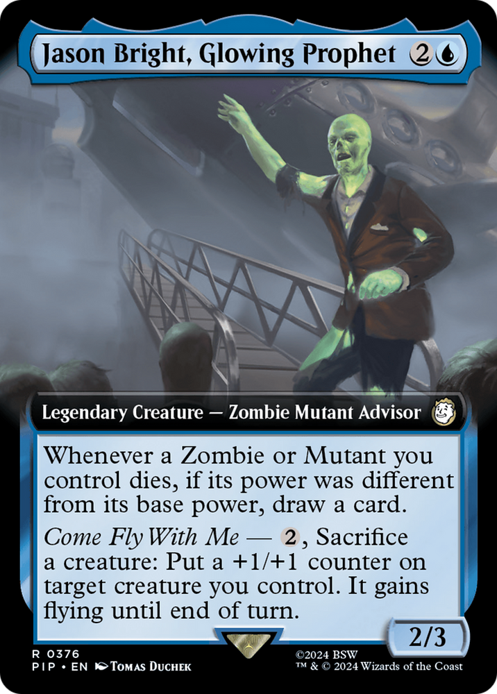 Jason Bright, Glowing Prophet (Extended Art) [Fallout] Magic: The Gathering