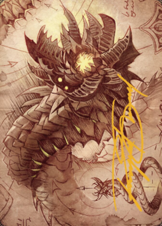 Wurmcoil Engine Art Card (Gold-Stamped Signature) [The Brothers' War Art Series] Magic: The Gathering