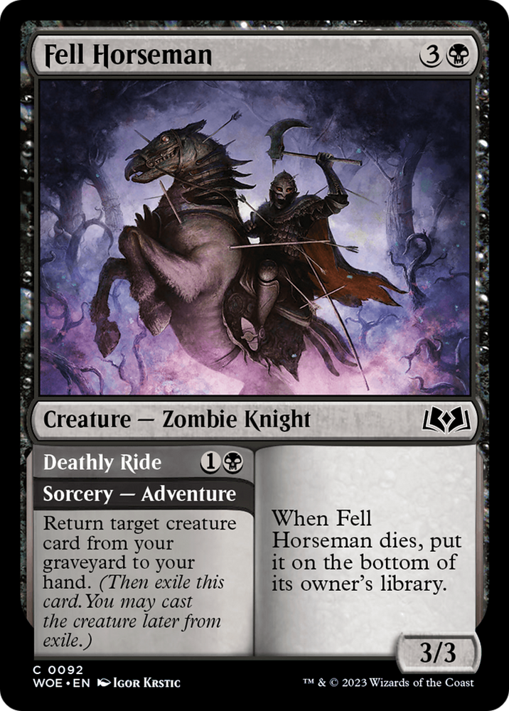 Fell Horseman // Deathly Ride [Wilds of Eldraine] Magic: The Gathering