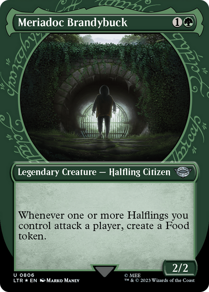 Meriadoc Brandybuck (Showcase) (Surge Foil) [The Lord of the Rings: Tales of Middle-Earth] Magic: The Gathering