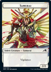 Samurai // Spirit (011) Double-Sided Token [Kamigawa: Neon Dynasty Tokens] Magic: The Gathering