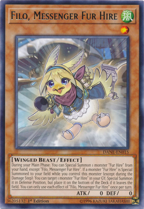 Filo, Messenger Fur Hire [DANE-EN015] Rare - Yugioh Cards For Your TCG Needs!