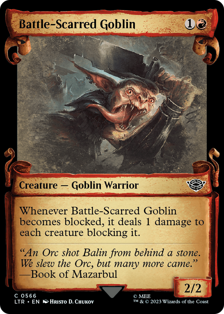 Battle-Scarred Goblin [The Lord of the Rings: Tales of Middle-Earth Showcase Scrolls] Magic: The Gathering