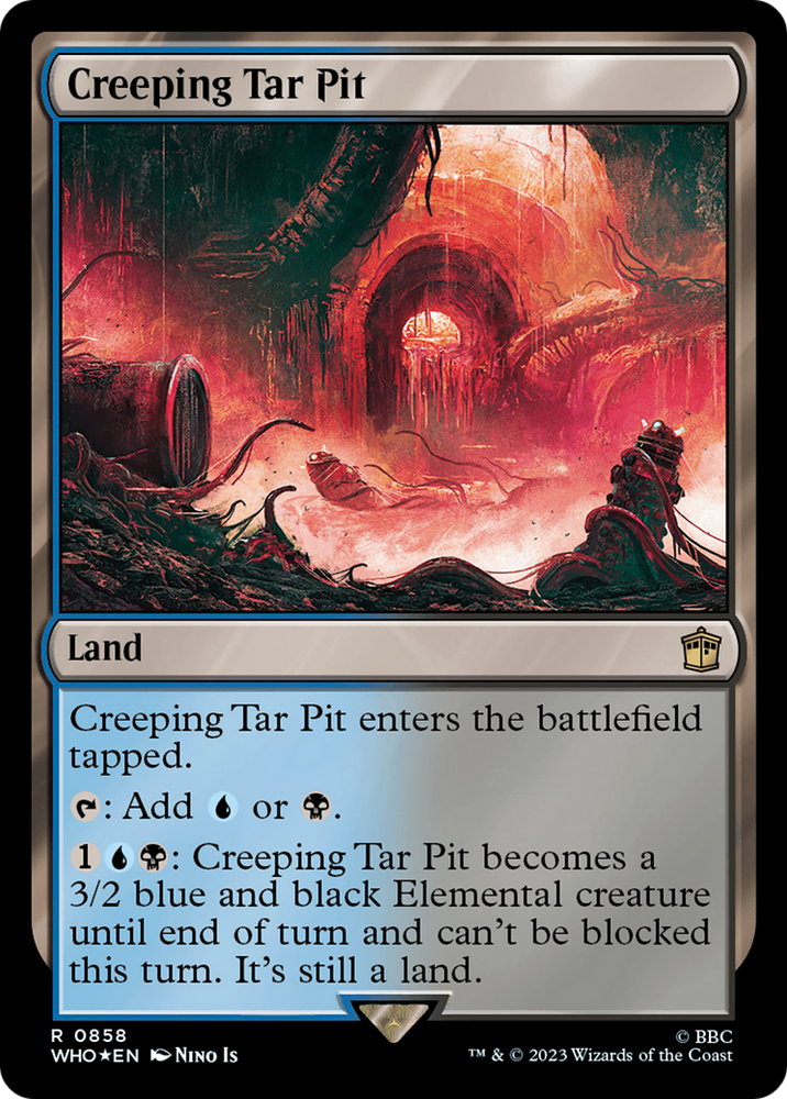Creeping Tar Pit (Surge Foil) [Doctor Who] Magic: The Gathering